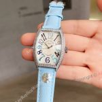 Copy Franck Muller Vanguard Automatic Diamond Bezel Blue Strap 32mm Watch 